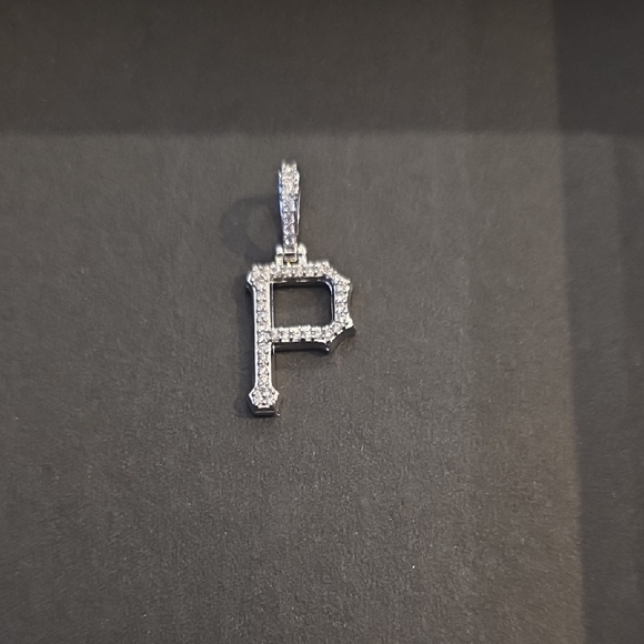 Pittsburgh Pirates Official MLB Micro Logo Pendant in White Gold Plated